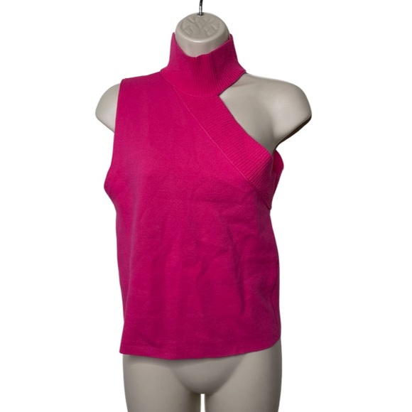 Alice + Olivia hot pink knitted high neck sleeveless top sz M